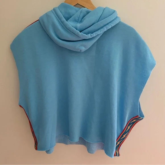 Aviator Nation Bolt Stripe Sleeveless Relaxed Sky Blue Pullover Hoodie - Picture 5 of 5